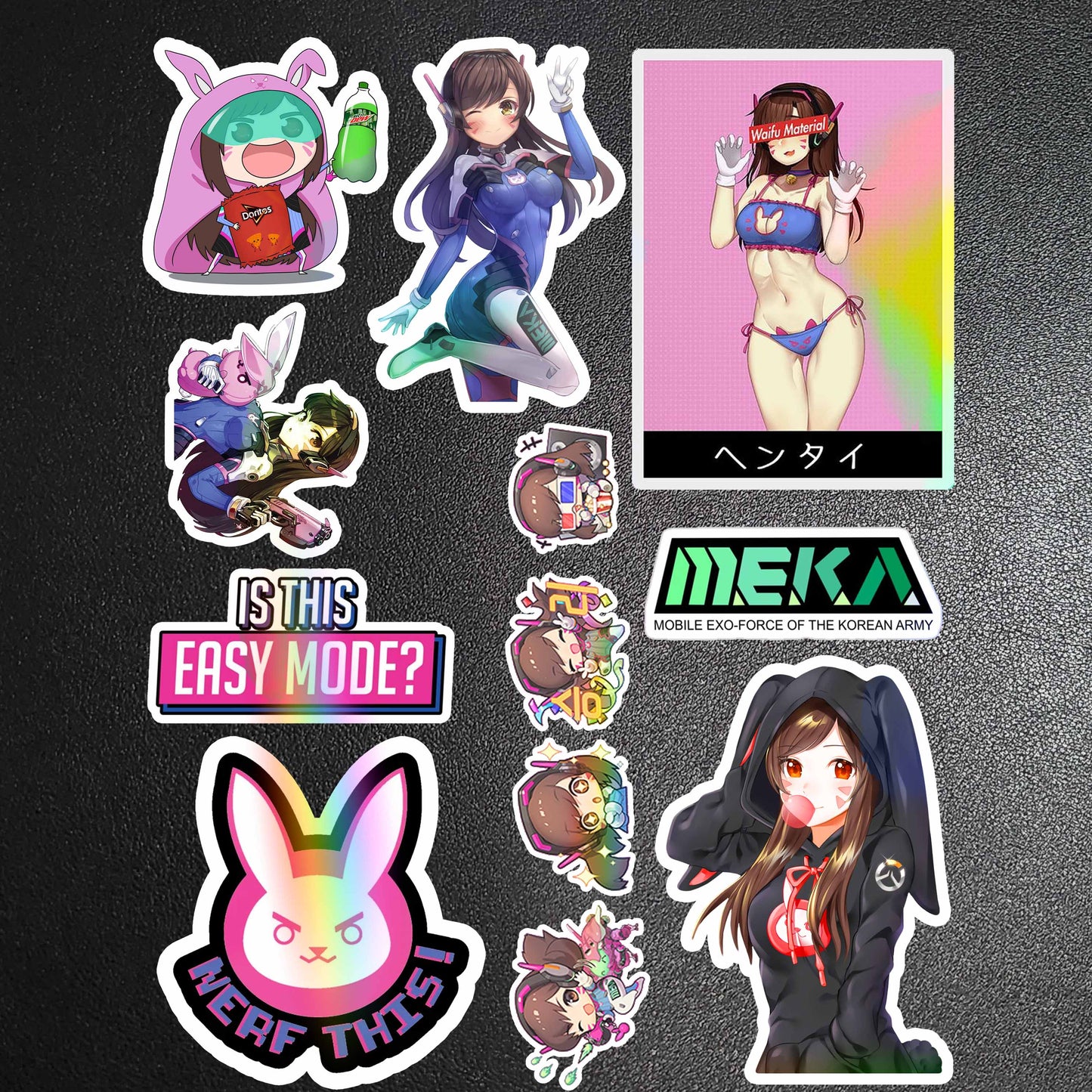 Custom holographic DVA stickers from Overwatch